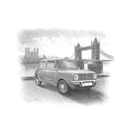 Mini Clubman Personalised Portrait in Black and White - RP2227BW