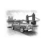 Rover Mini Cooper MkVII 1996on Personalised Portrait in Black and White - RP2231BW