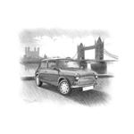 Rover Mini MkVI ’35’ Edition Personalised Portrait in Black and White - RP2232BW