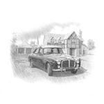 Rover P5 3.5 Saloon Personalised Portrait in Black and White - RP2250BW