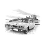 Rover P6 3500 V8 Series 2 Saloon (Light Shading) Personalised Portrait in Black and White - RP2256BW