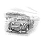 Austin Healey Frogeye Sprite 1958-61  Personalised Portrait in Colour - RP9063BWBUMPER