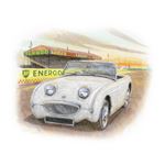 Austin Healey Frogeye Sprite 1958-61 (no bumper) Personalised Portrait in Colour - RP9063COL
