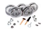 Wire Wheel Conversion Kit 5.5 x 15&quot; (MWS Centre Lock Silver Painted Wheels) Octagonal Caps - RR1004PEC