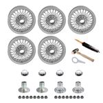 Wire Wheel Conversion Kit 5.5 x 14&quot; (MWS Centre Lock Tubeless Silver Painted Wheels) Octagonal Spinners - RS1087PEC