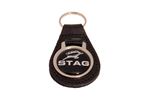 Key Ring - Stag - Black Leather - RS1412