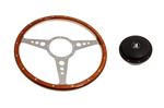 Moto-Lita Steering Wheel and Boss - 14 inch Wood - Drilled Spokes - Flat - RS1538
