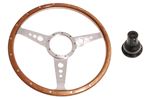Moto-Lita Steering Wheel and Boss - 15 inch Wood - Adjustable Column - Original Horn - Dished - Thick Grip - RW3196DTG