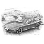 Mazda MX5 Mk1 Hardtop With Added Kit Portrait B/W - RY1099BW