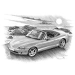 Mazda MX5 Mk2 With Enkei Alloys Portrait B/W - RY1102BW