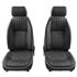 MGB Seat Assembly Leather - Pair - Black/White Piping - SAA9001W