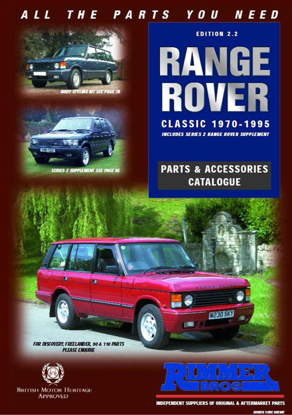 Front Cover of Rimmer Bros' First Range Rover Classic Catalogue