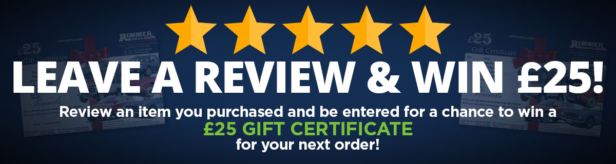 Review an item you purchased and be entered for a chance to win a £25 GIFT Certificate for your next order!