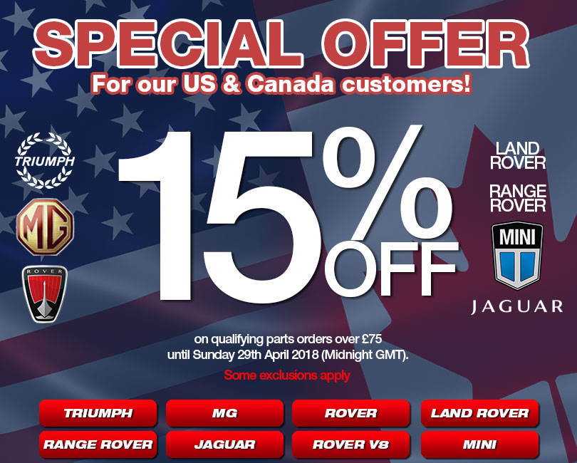 Special Offer - US and Canada 15% Off - some exclusions apply